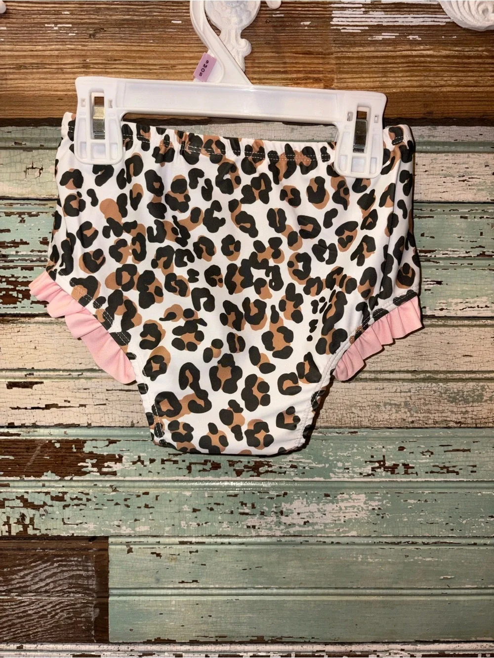 NEW Mud Pie Leopard Print Girls Swim 2 pc Bathing Suit Set - White, Brown, Black
